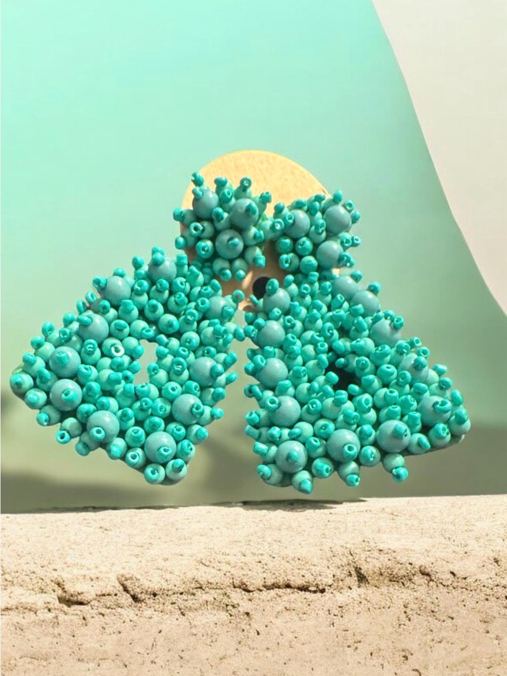 Turquoise Cluster Bead Statement Earrings - Women Jewelry
660A